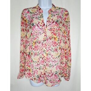 Kut From The Kloth Women's Floral Semi Sheer Long Sleeve Blouse Size XS NWOT